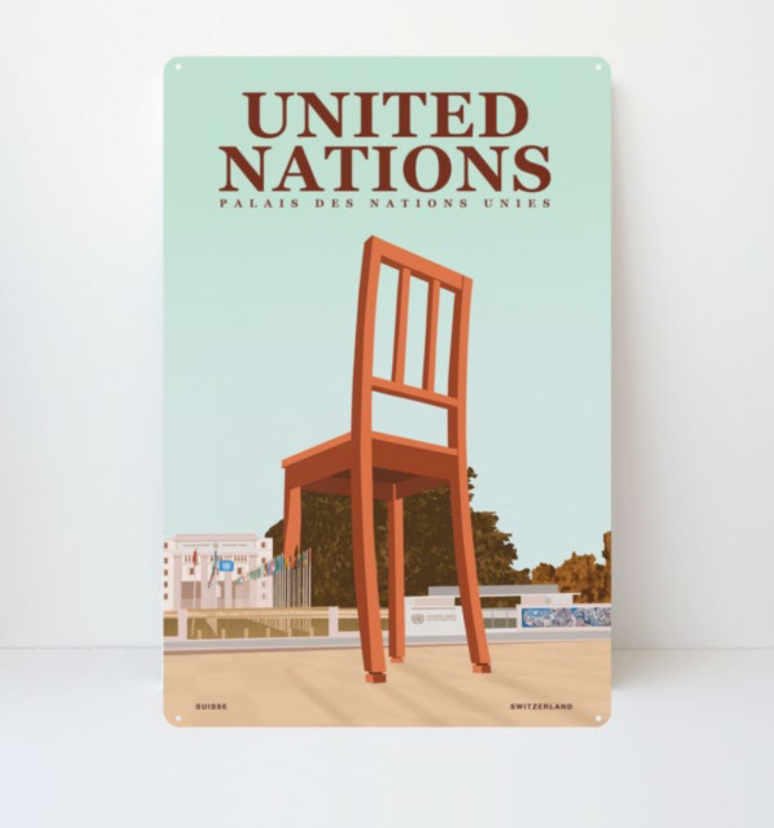 United Nations, Broken Chair, Decorative Sign